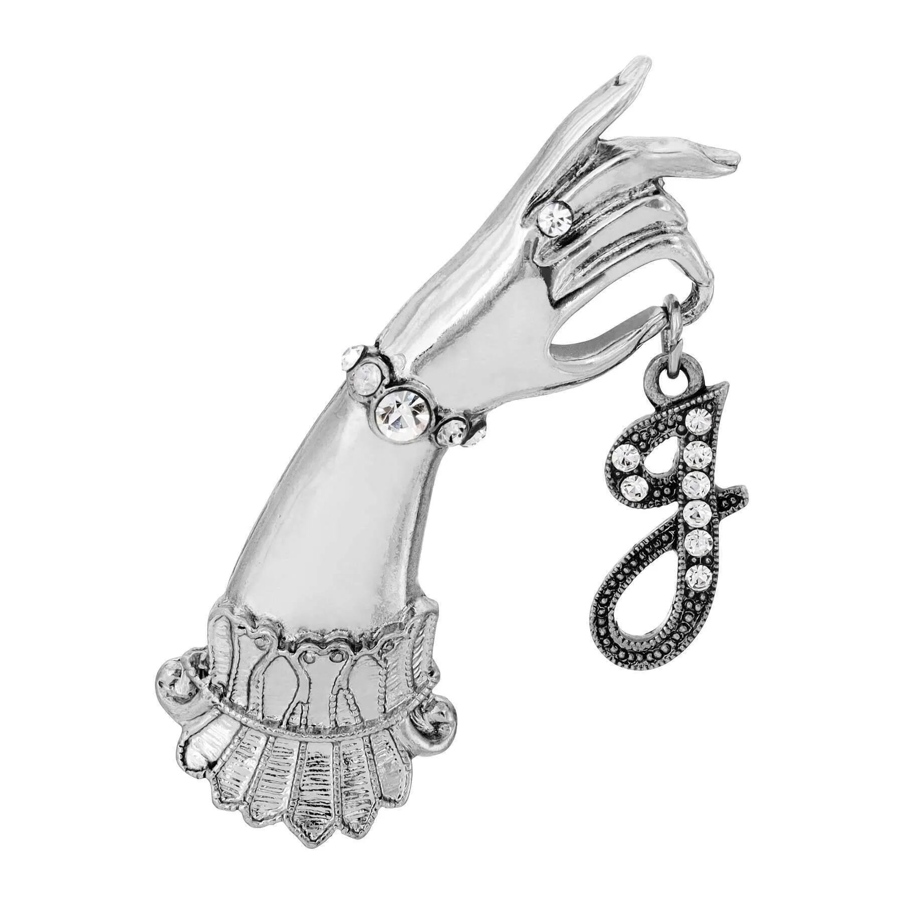 1928 Jewelry Belle Epoch Victorian Hand Model Crystal Initial Pin 1928 Jewelry