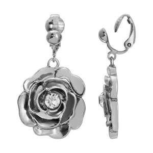 1928 Jewelry Bellesa Crystal Accent Flower Clip On Earrings 1928 Jewelry