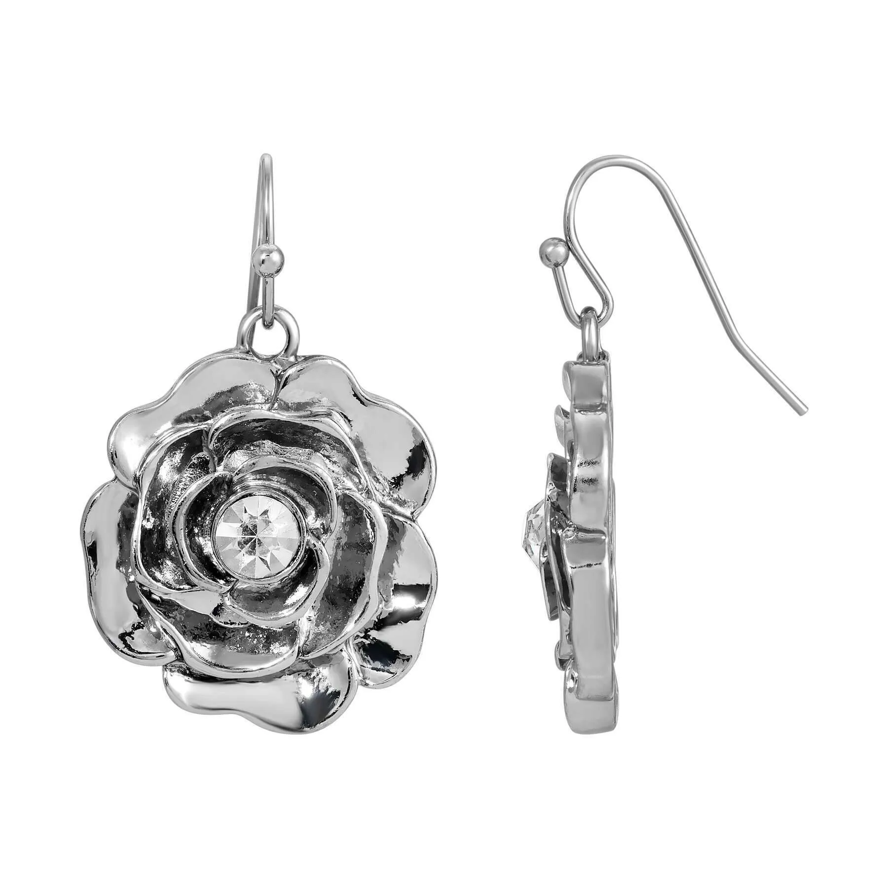1928 Jewelry Bellesa Crystal Accent Flower Drop Earrings 1928 Jewelry