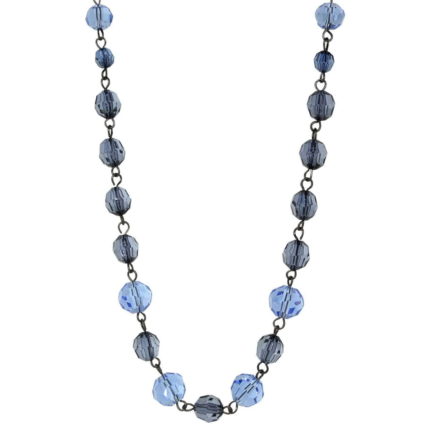 1928 Jewelry Black And Blue Beaded Single Strand Necklace 17" 1928 Jewelry