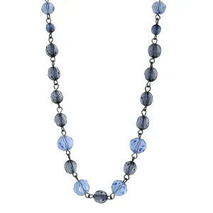 1928 Jewelry Black And Blue Beaded Single Strand Necklace 17" 1928 Jewelry