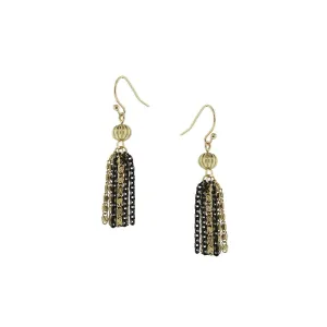 1928 Jewelry Black And Gold Scroll Chain Tassel Earrings 1928 Jewelry