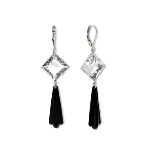 1928 Jewelry Black Bead Crystal Austrian Drop Earrings 1928 Jewelry
