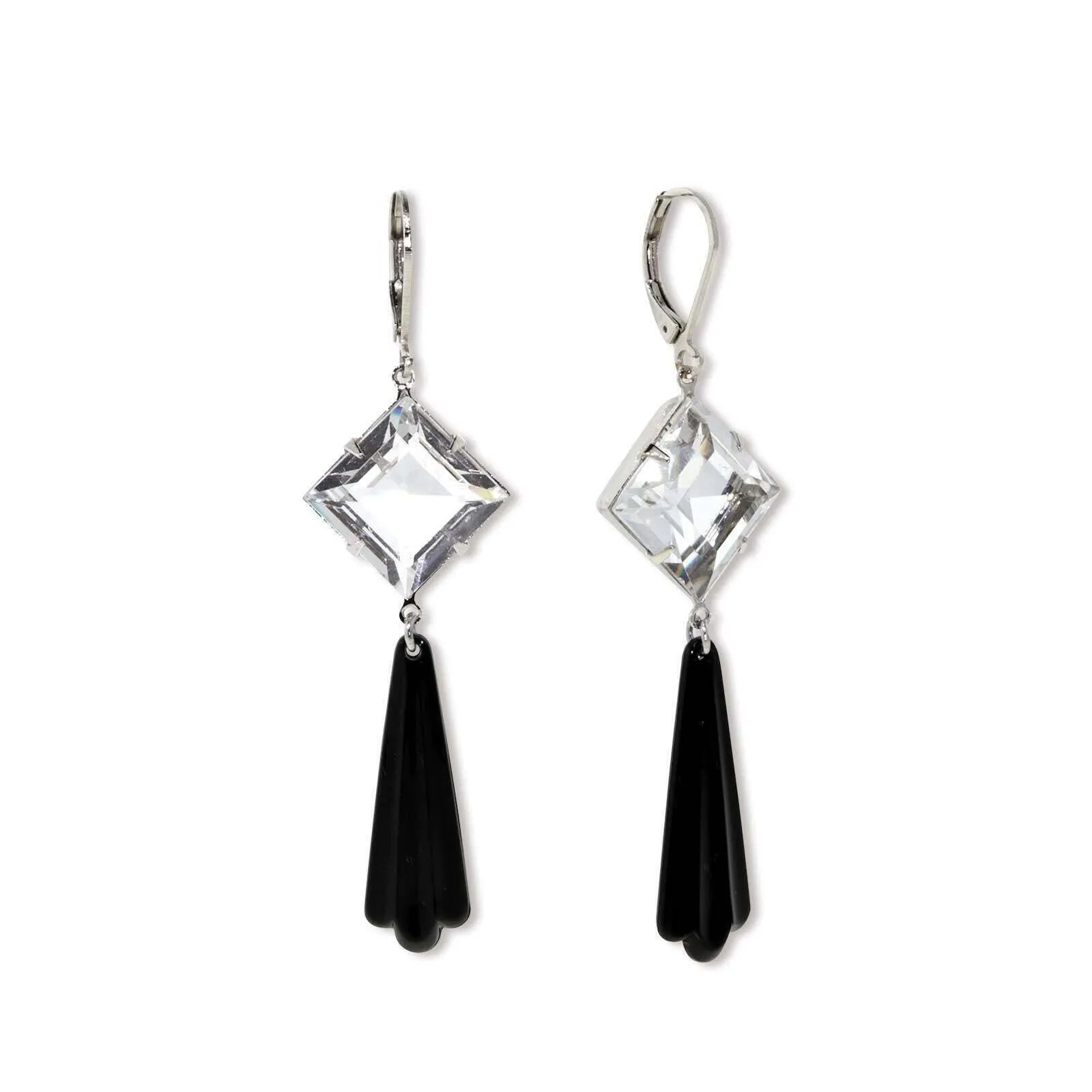 1928 Jewelry Black Bead Crystal Austrian Drop Earrings 1928 Jewelry