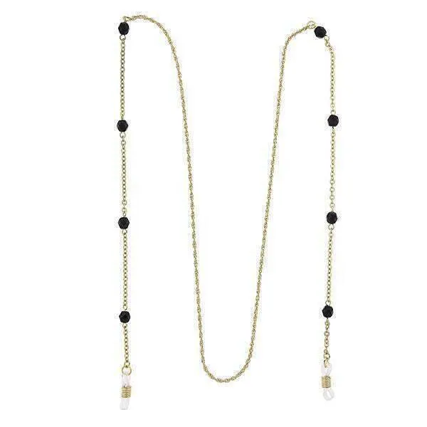 1928 Jewelry Black Bead Eyeglass Holder Chain Necklace 32" 1928 Jewelry