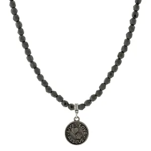 1928 Jewelry Black Bead Live Love Rescue Pendant Necklace 15"   3" Extender 1928 Jewelry