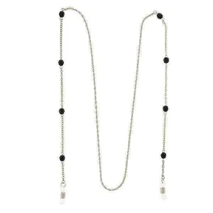 1928 Jewelry Black Beaded Eyeglass Holder Chain Necklace 32" 1928 Jewelry