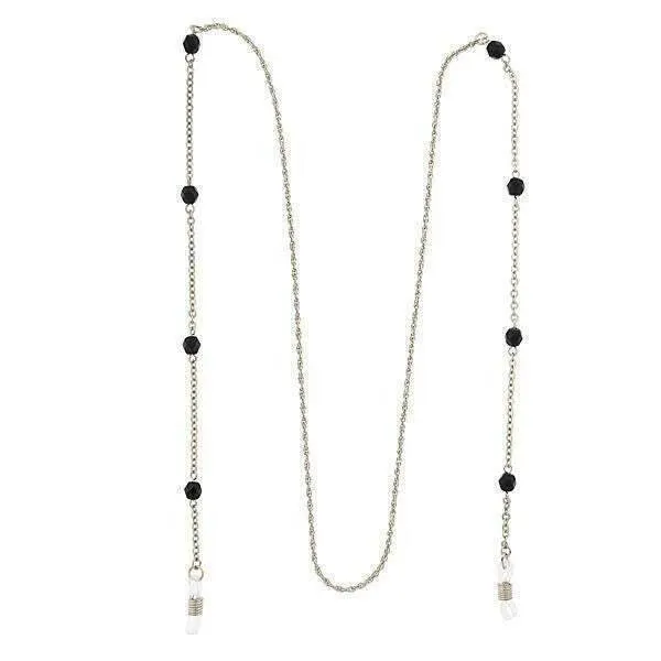1928 Jewelry Black Beaded Eyeglass Holder Chain Necklace 32" 1928 Jewelry