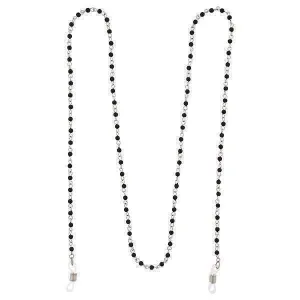 1928 Jewelry Black Beaded Eyeglass Holder Chain Necklace 32" 1928 Jewelry