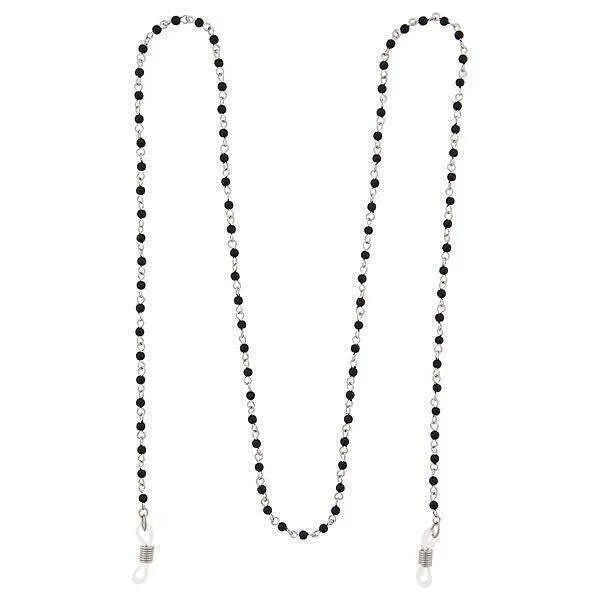 1928 Jewelry Black Beaded Eyeglass Holder Chain Necklace 32" 1928 Jewelry