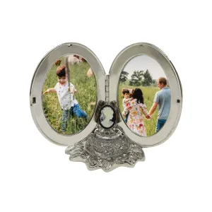 1928 Jewelry Black Cameo Floral Oval Double Photo Locket Frame 1928 Jewelry