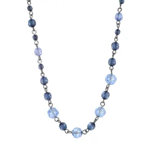 1928 Jewelry Black Chain Multi Blue Bead Necklace 15"   3" Extender 1928 Jewelry