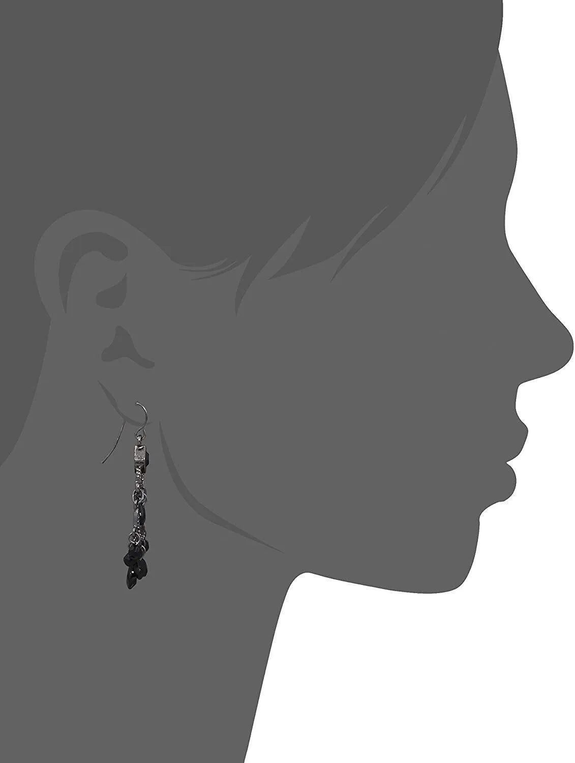1928 Jewelry Black Crescent Briolette Chandelier Earrings 1928 Jewelry
