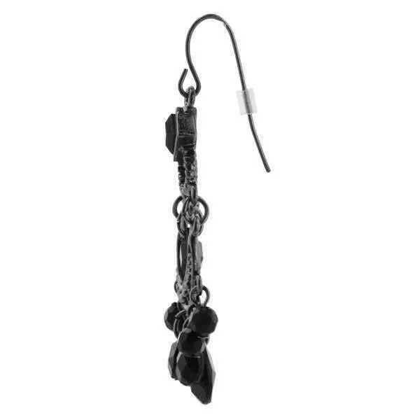 1928 Jewelry Black Crescent Briolette Chandelier Earrings 1928 Jewelry