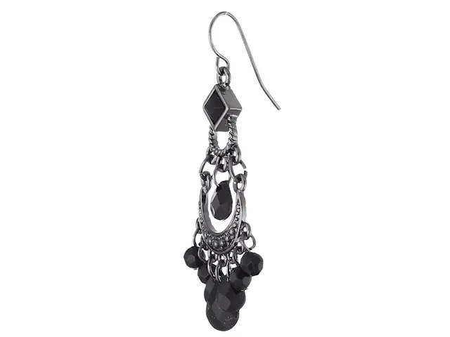 1928 Jewelry Black Crescent Briolette Chandelier Earrings 1928 Jewelry