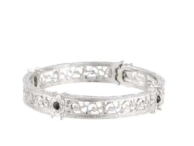 1928 Jewelry Black Crystal Flower Stretch Bracelet 1928 Jewelry