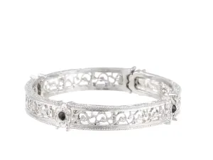 1928 Jewelry Black Crystal Flower Stretch Bracelet 1928 Jewelry