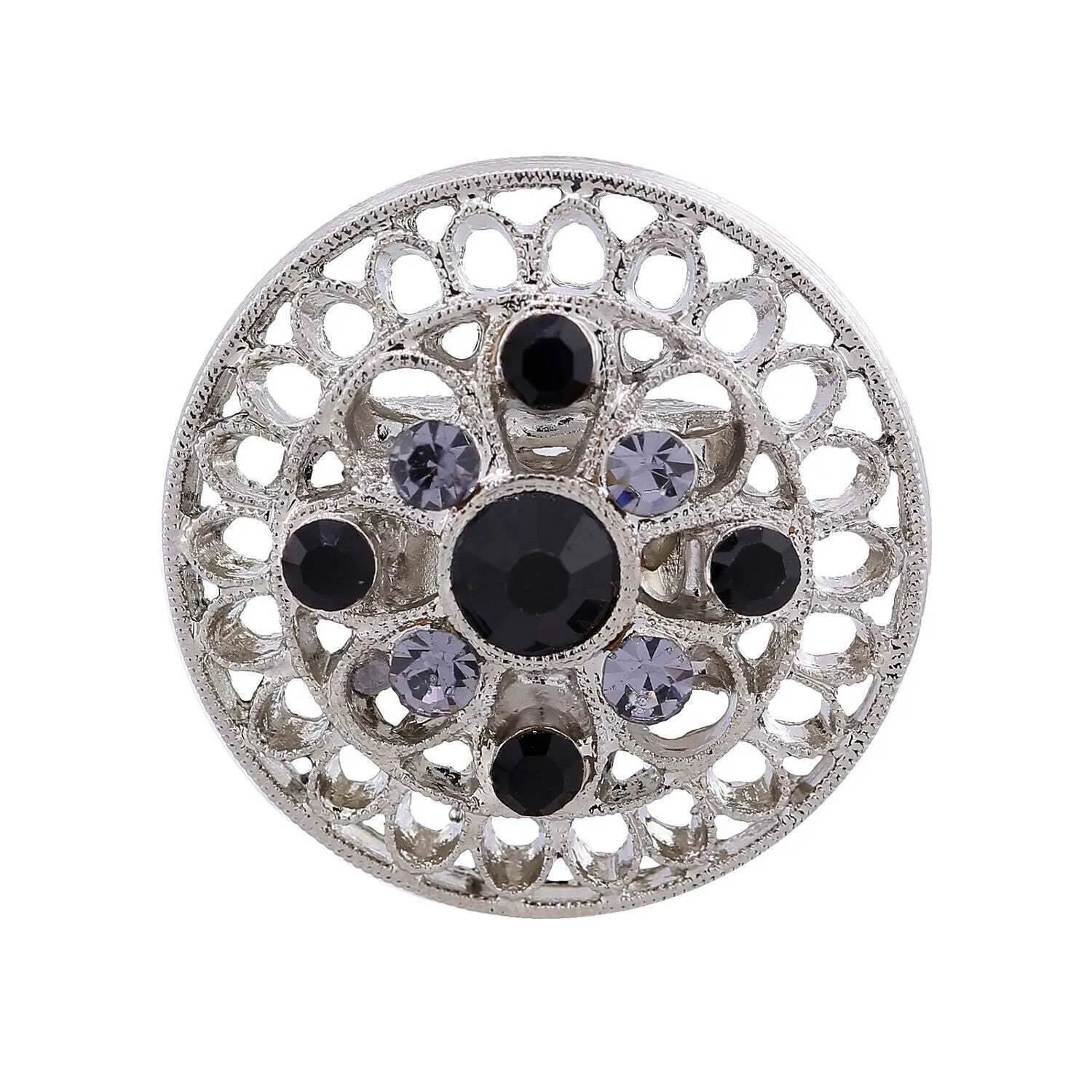1928 Jewelry Black Diamond Color And Black Crystal Round Stretch Ring 1928 Jewelry