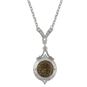 1928 Jewelry Black Diamond Small Pendant Necklace 16"   3" Extender 1928 Jewelry