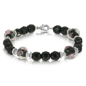 1928 Jewelry Black Floral Beaded Bracelet 1928 Jewelry