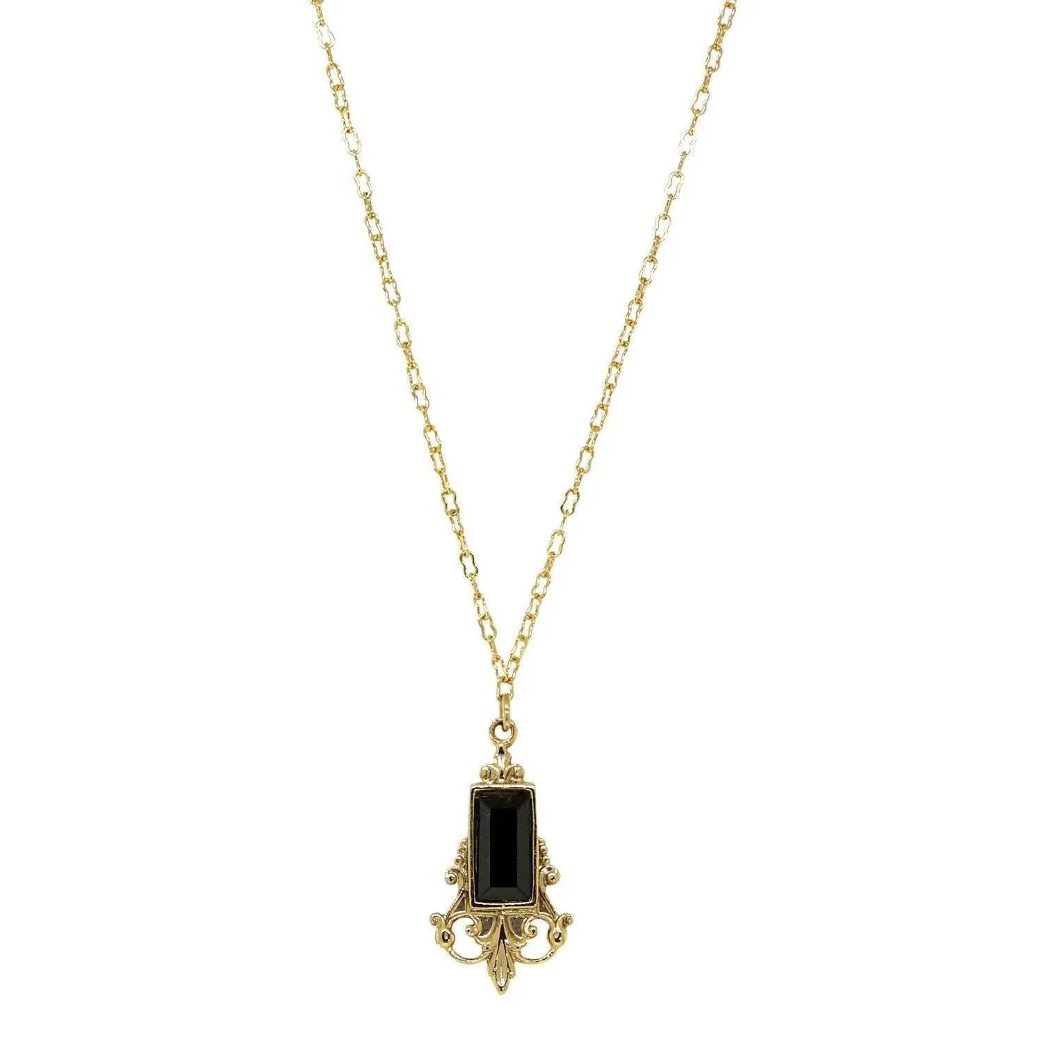 1928 Jewelry Black Pendant Necklace 16" 1928 Jewelry