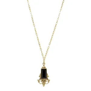 1928 Jewelry Black Pendant Necklace 16" 1928 Jewelry