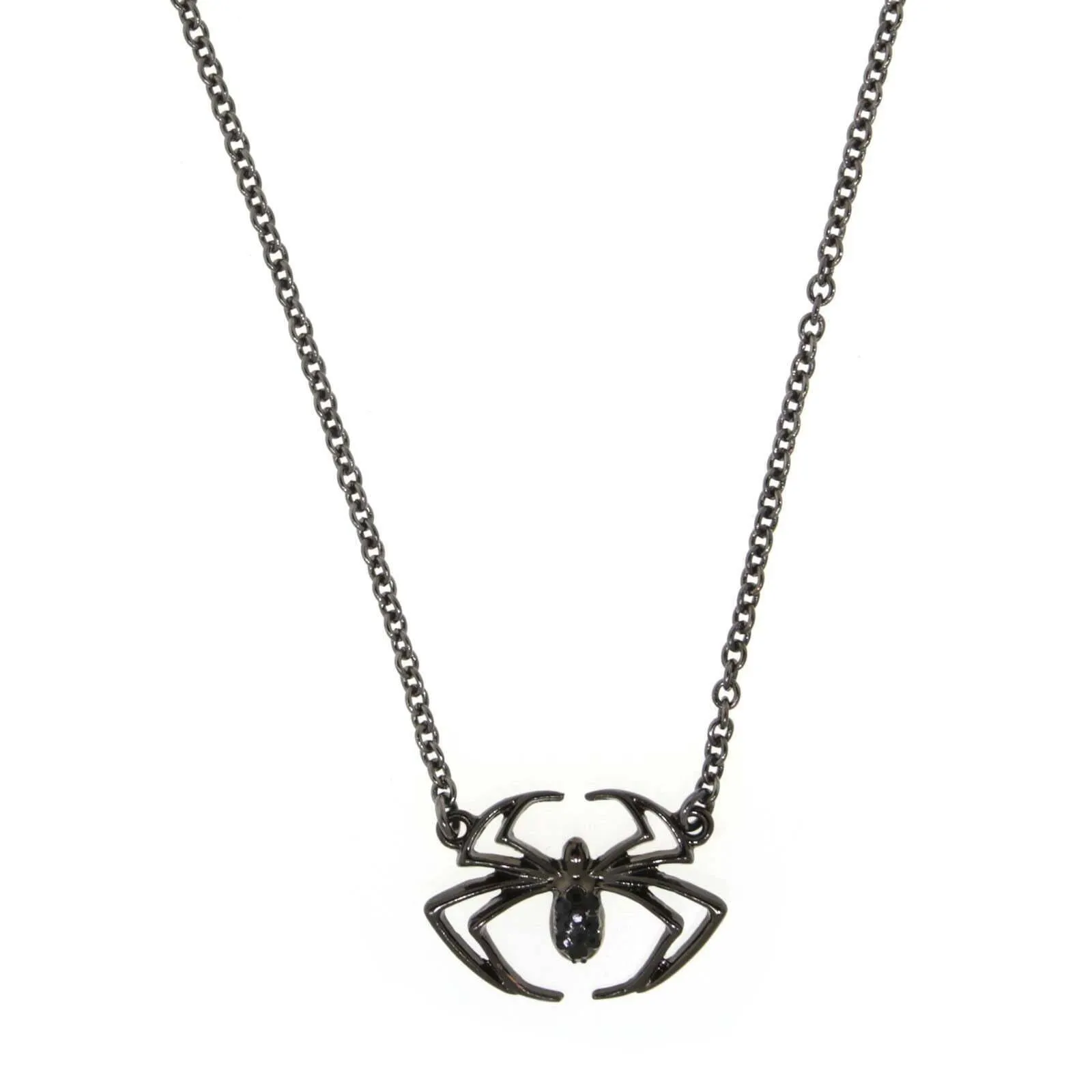 1928 Jewelry Black Spider Pendant Necklace 17" 1928 Jewelry