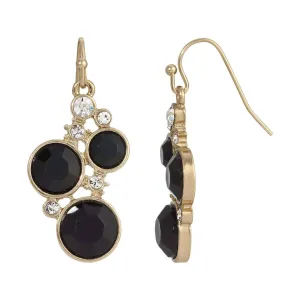 1928 Jewelry Black Stone And Crystal Cluster Drop Earrings 1928 Jewelry