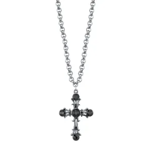 1928 Jewelry Black Stone Cross Pendant Necklace 16"   3" Extender 1928 Jewelry
