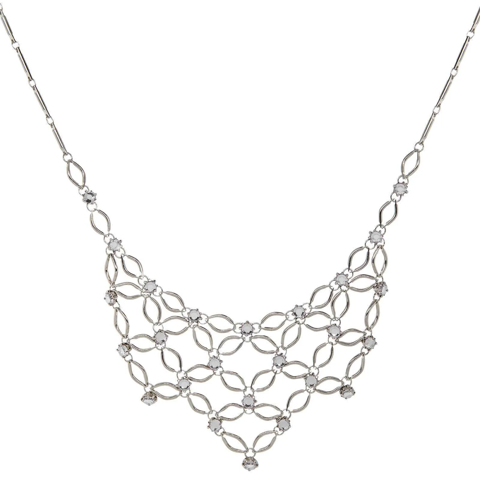 1928 Jewelry Bloom Crystal Statement Bib Necklace 16"   3" Extender 1928 Jewelry