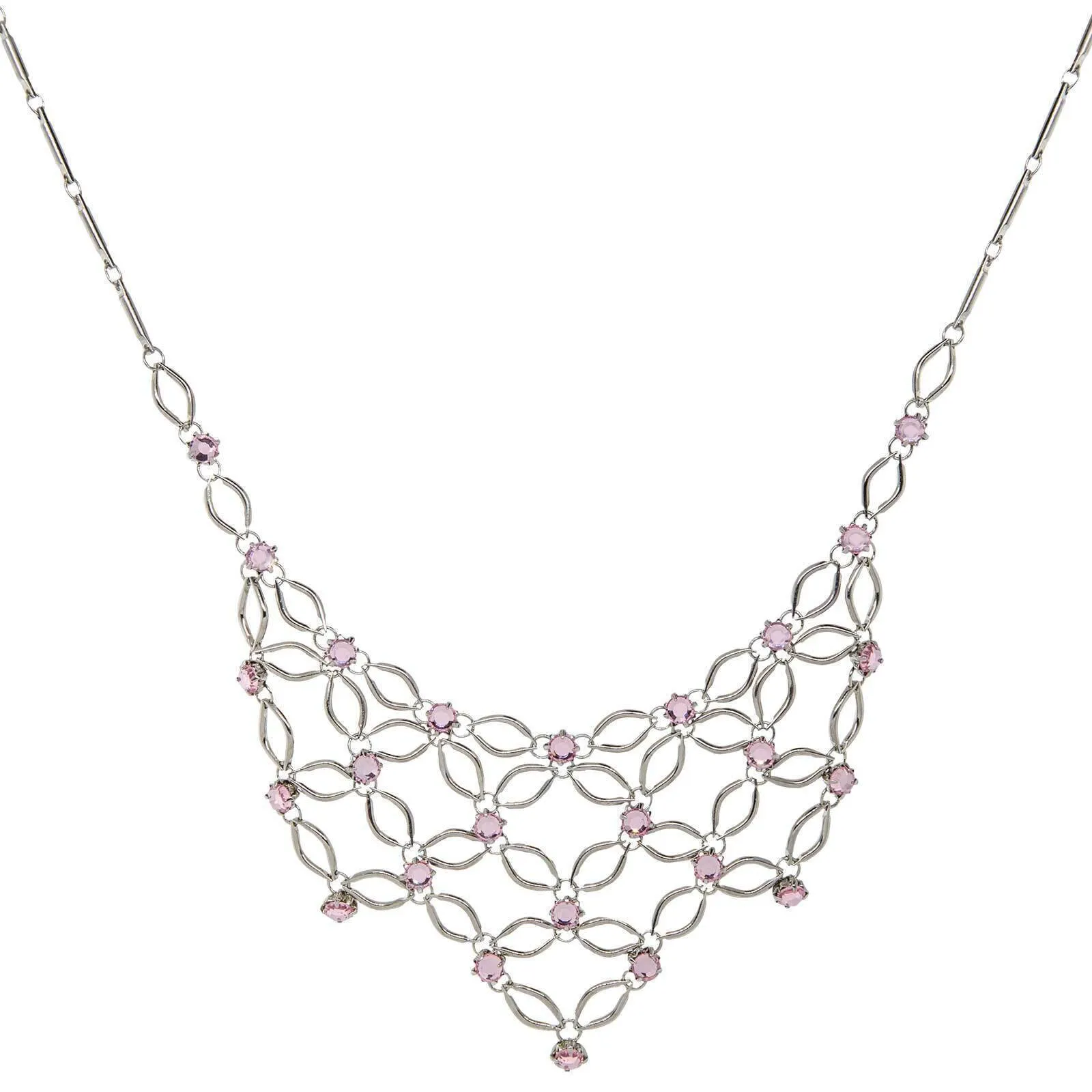 1928 Jewelry Bloom Crystal Statement Bib Necklace 16"   3" Extender 1928 Jewelry