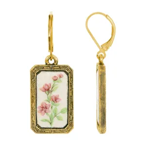 1928 Jewelry Blooming Pink Flowers Drop Earrings 1928 Jewelry