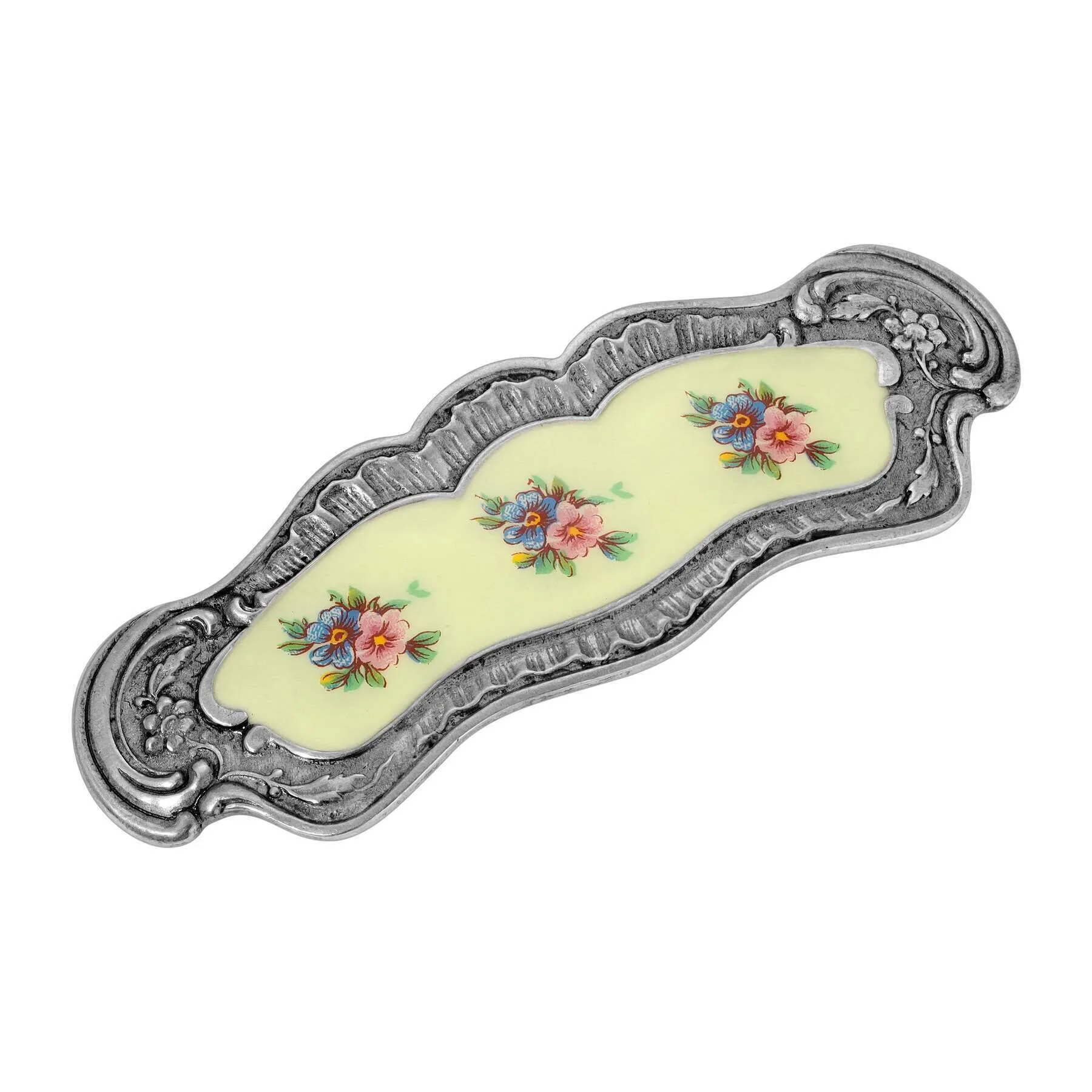 1928 Jewelry Blue And Pink Floral Hair Barrette 1928 Jewelry