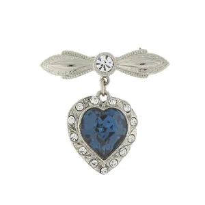 1928 Jewelry Blue Austrian Crystal Heart Pin 1928 Jewelry