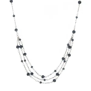 1928 Jewelry Blue Bead 3 Strand Necklace 16"   3" Extender 1928 Jewelry