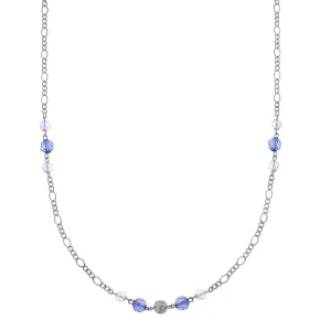 1928 Jewelry Blue Crystal And Filigree Bead Slim Long Necklace 42" 1928 Jewelry