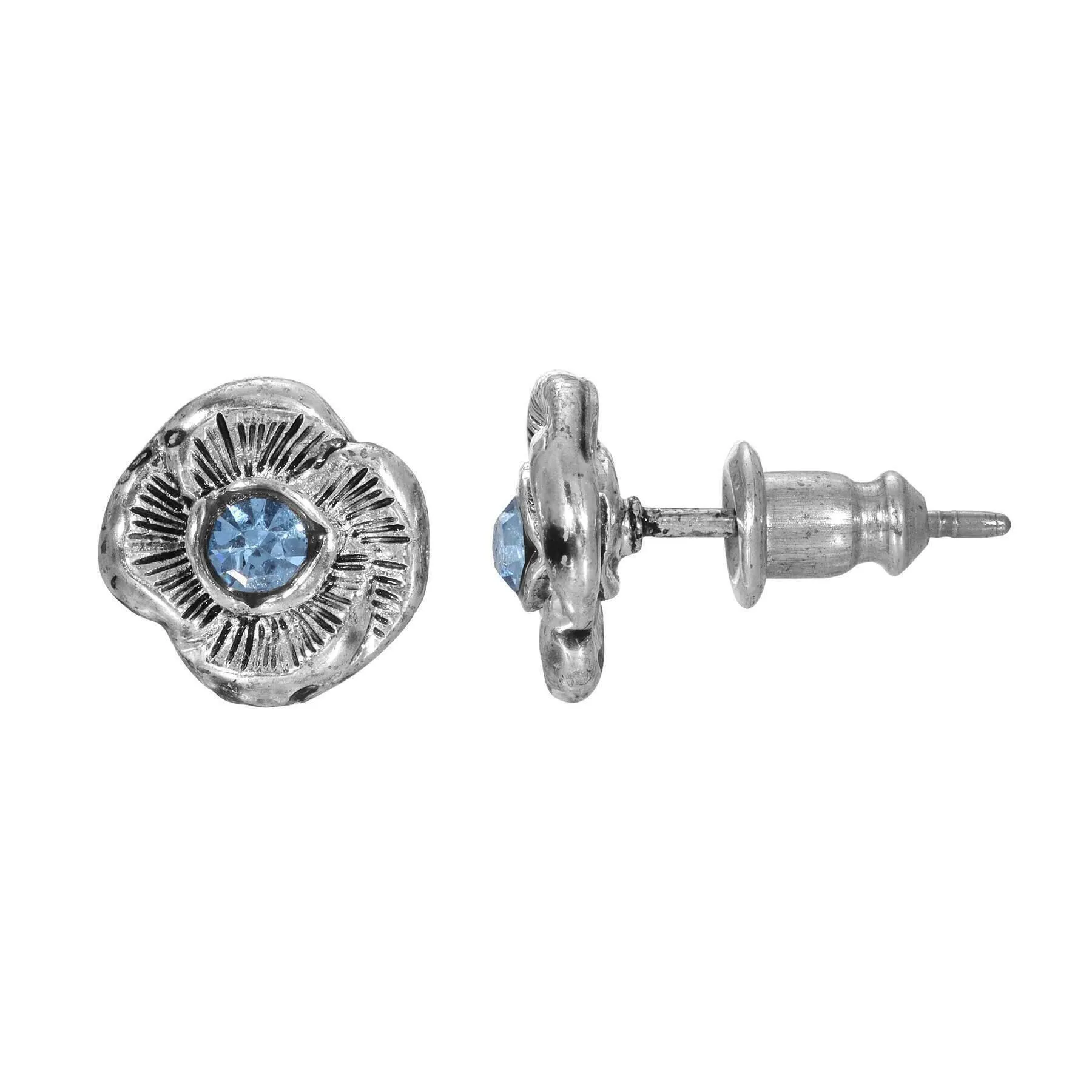 1928 Jewelry Blue Crystal Flower Stud Earrings 1928 Jewelry