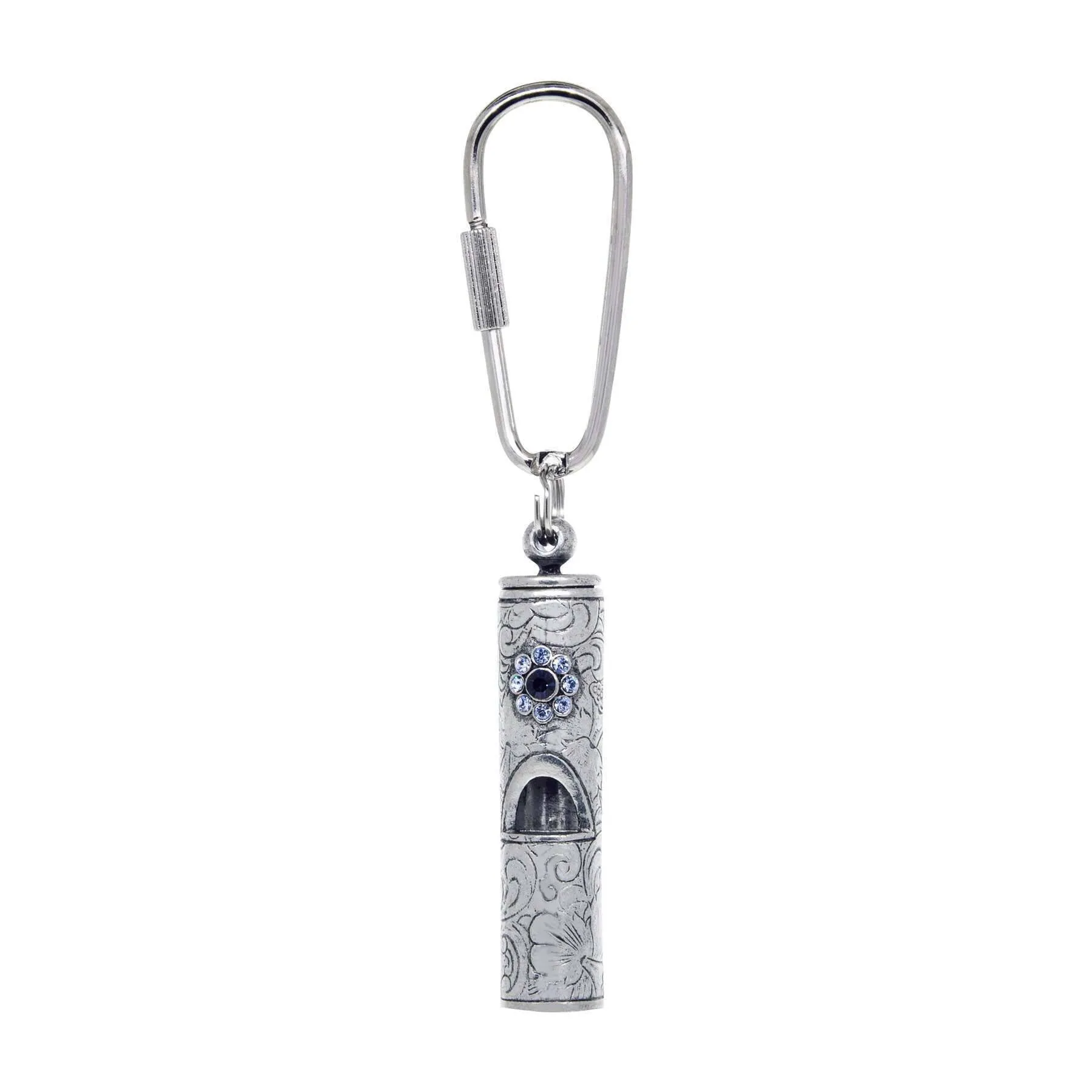 1928 Jewelry Blue Crystal Flower Whistle Carabiner Key Chain 1928 Jewelry