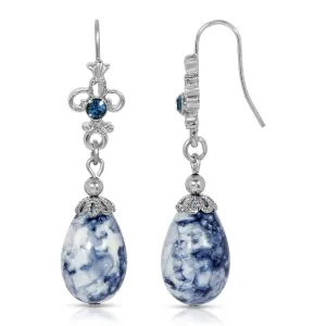 1928 Jewelry Blue Denim Crystal Accent Drop Earrings 1928 Jewelry