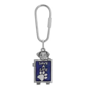 1928 Jewelry Blue Enamel Save A Life Dog Carabiner Key Chain 1928 Jewelry