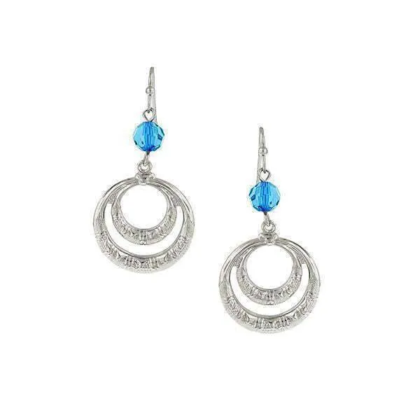 1928 Jewelry Blue Front Faced Hoop Earrings 1928 Jewelry
