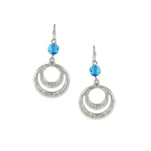 1928 Jewelry Blue Front Faced Hoop Earrings 1928 Jewelry