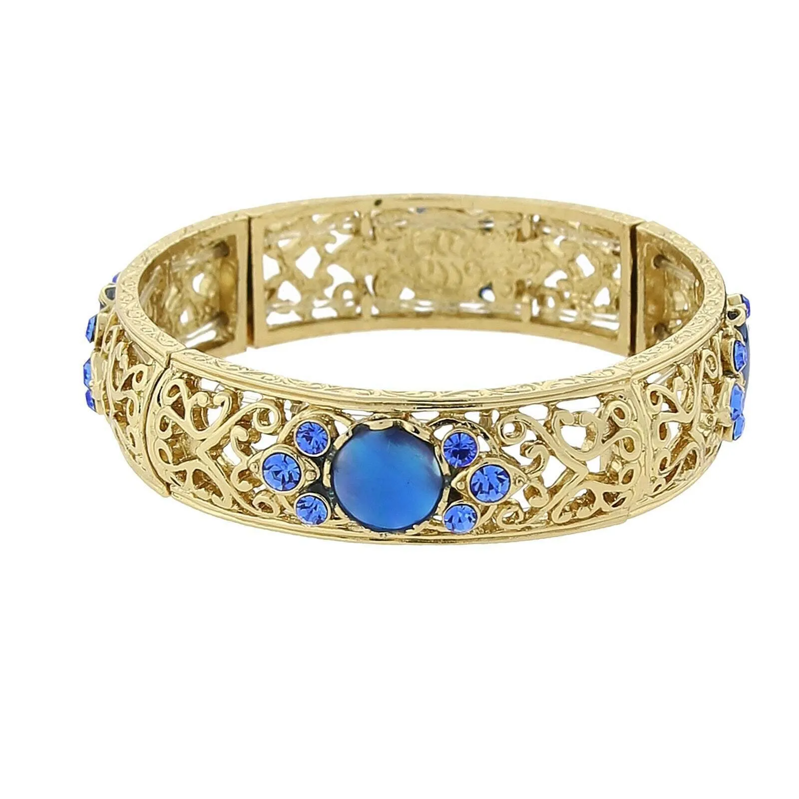 1928 Jewelry Blue Genuine Mother Of Pearl Crystal Accent Stretch Bracelet 1928 Jewelry