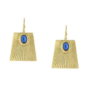 1928 Jewelry Blue Oval Bead Corrugated Rectangle Drop Earrings 1928 Jewelry
