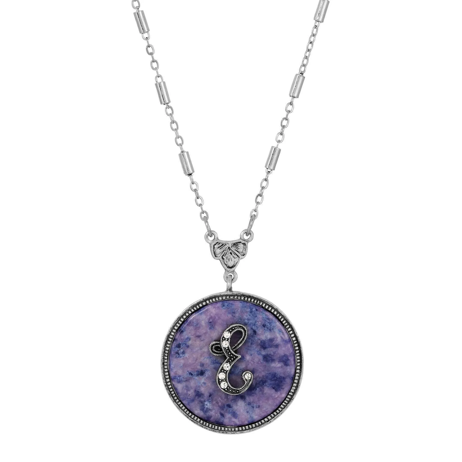 1928 Jewelry Blue Sodalite Gemstone Initial Necklace 18"L 1928 Jewelry