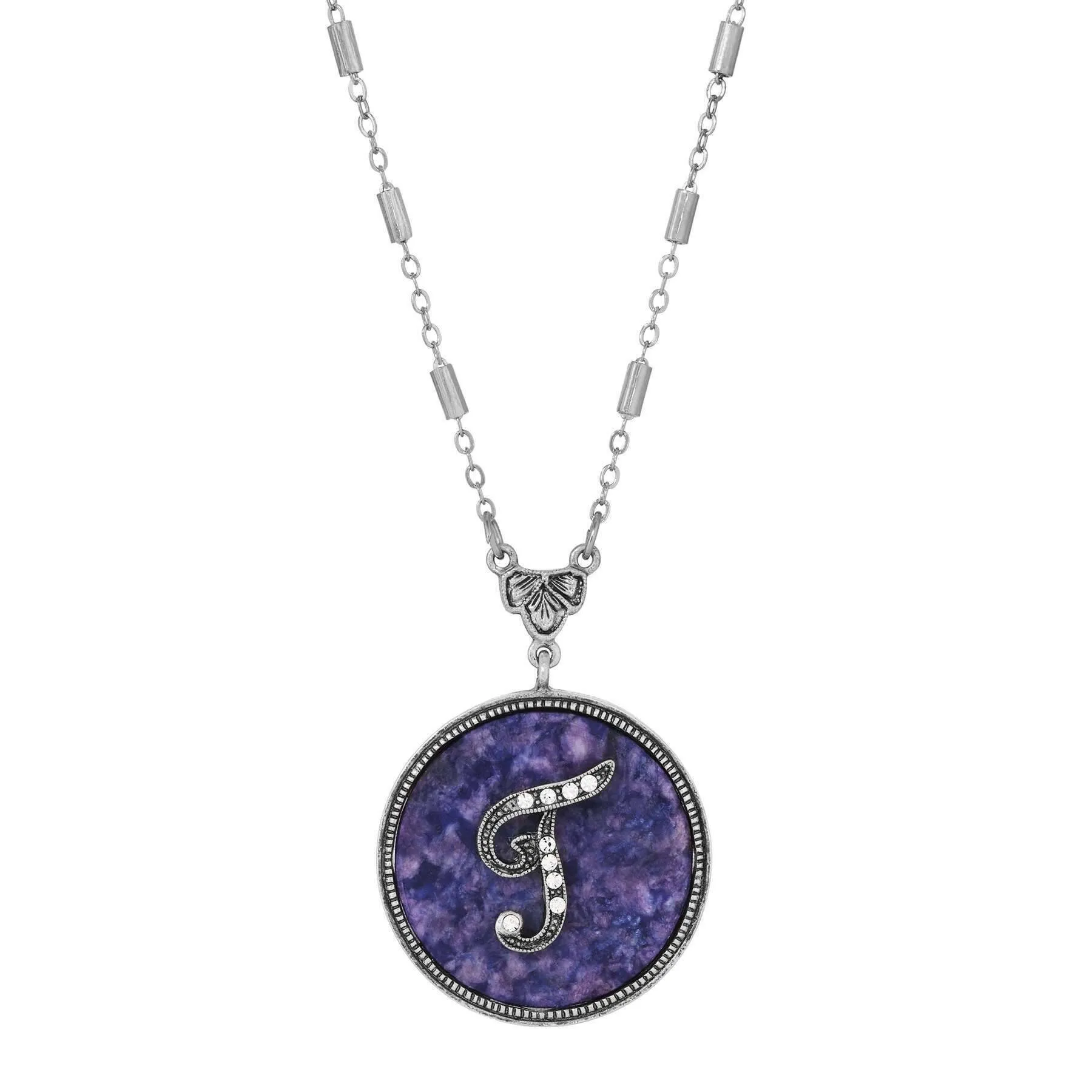 1928 Jewelry Blue Sodalite Gemstone Initial Necklace 18"L 1928 Jewelry