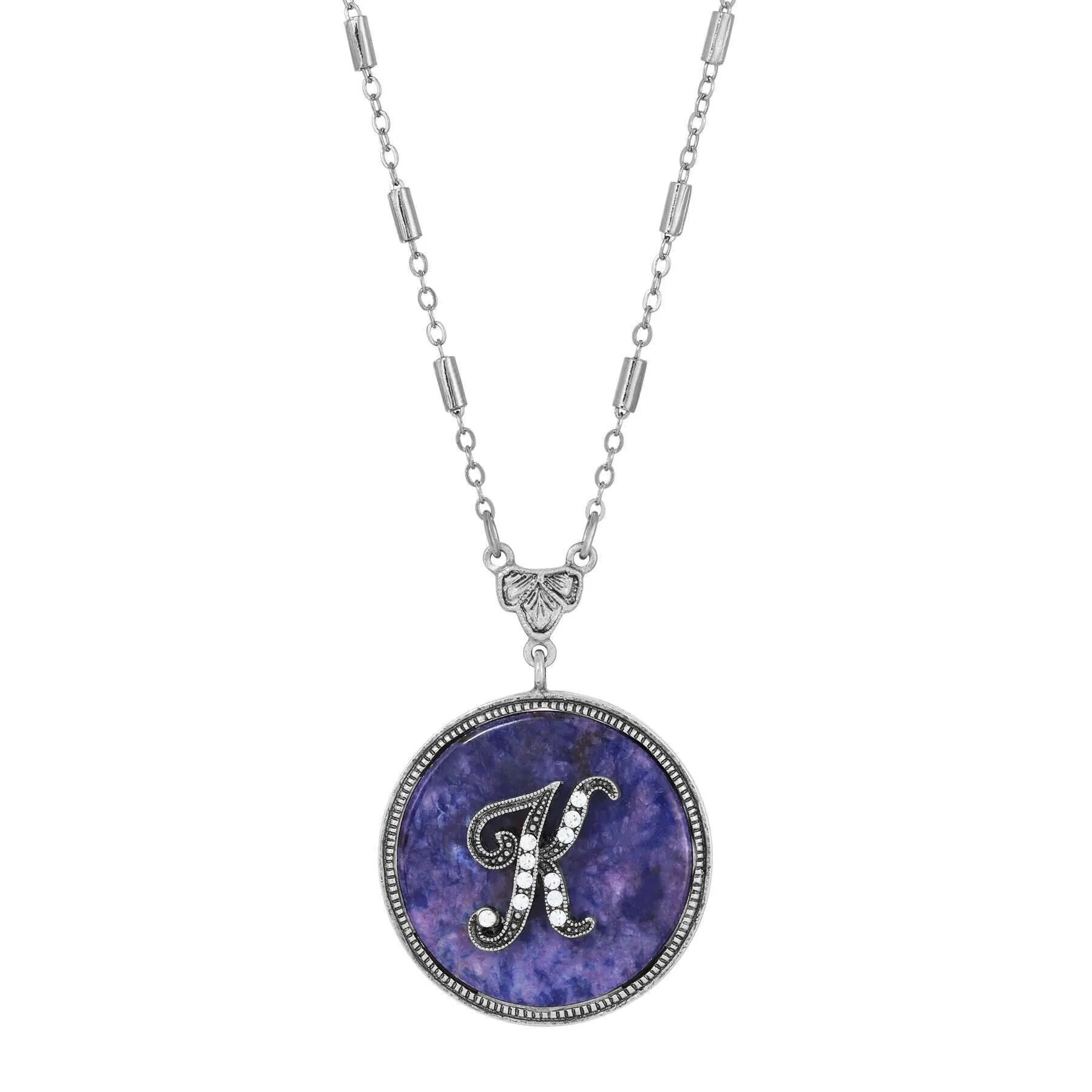 1928 Jewelry Blue Sodalite Gemstone Initial Necklace 18"L 1928 Jewelry