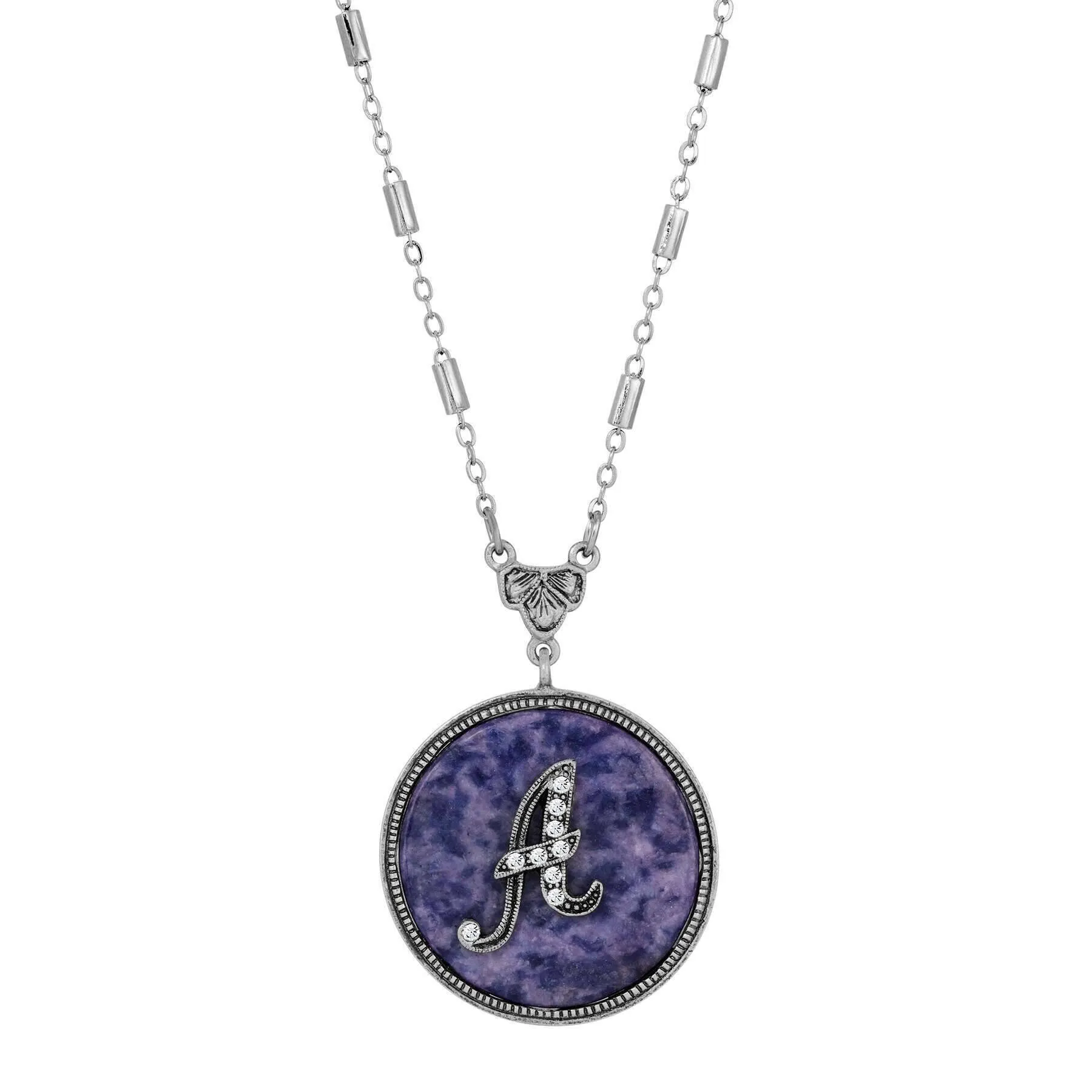 1928 Jewelry Blue Sodalite Gemstone Initial Necklace 18"L 1928 Jewelry