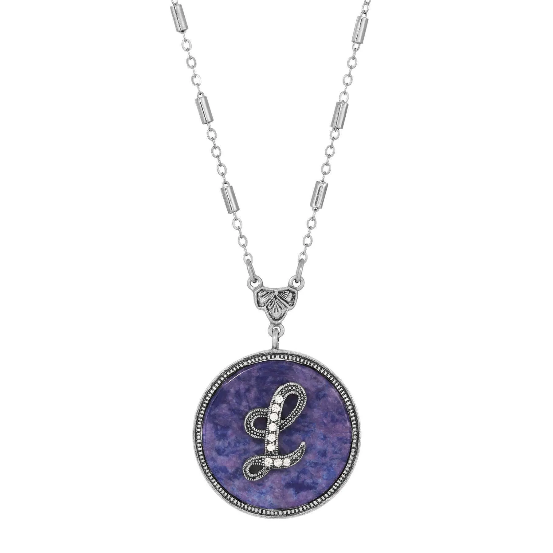 1928 Jewelry Blue Sodalite Gemstone Initial Necklace 18"L 1928 Jewelry