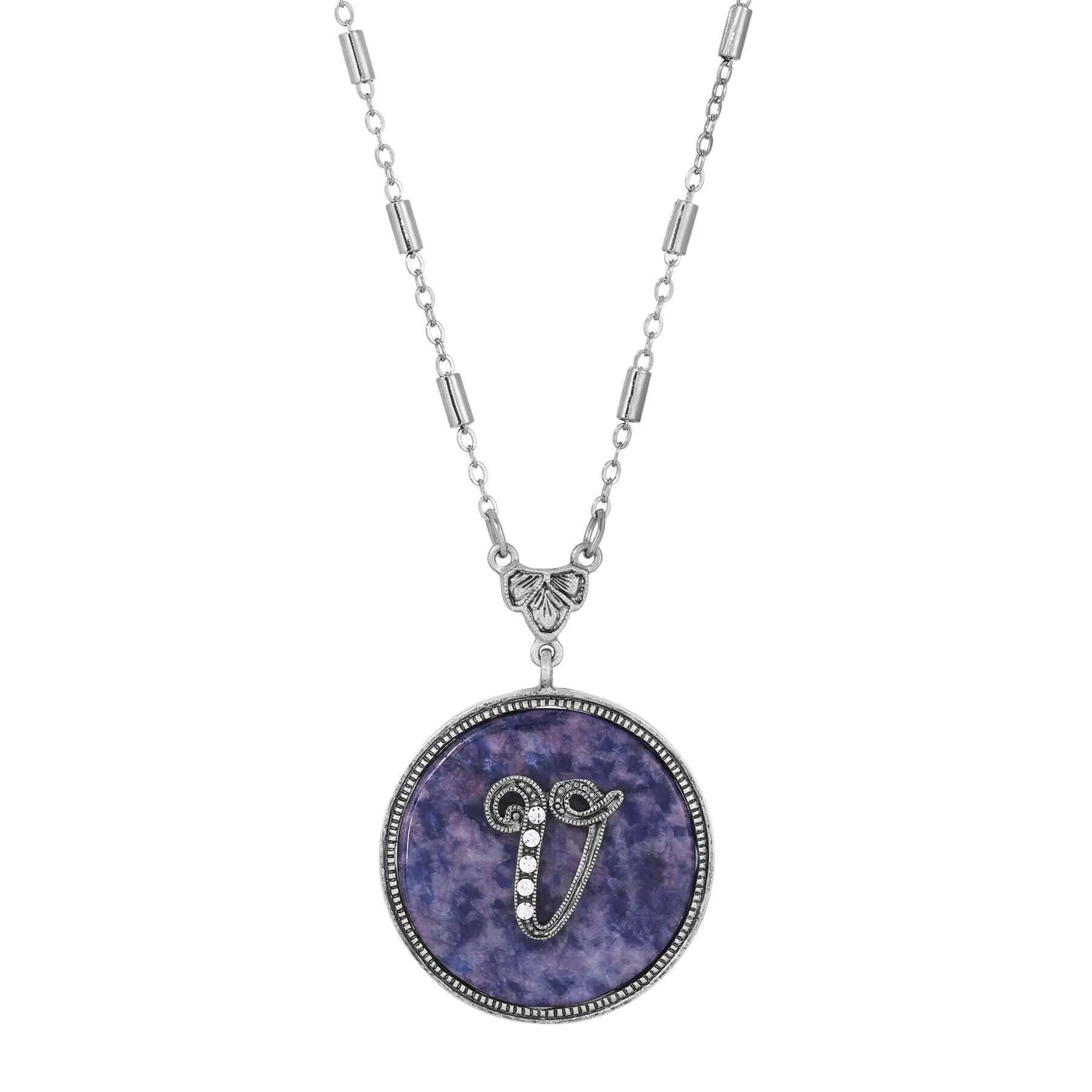 1928 Jewelry Blue Sodalite Gemstone Initial Necklace 18"L 1928 Jewelry